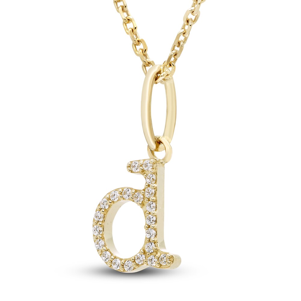 Diamond Initial D Pendant Necklace 1/20 ct tw Round 10K Yellow Gold 18\" ePKbvsmN