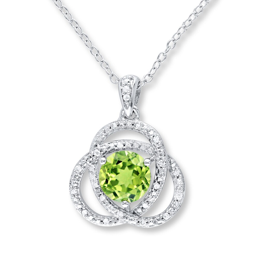 Peridot Necklace 1/10 ct tw Diamonds Sterling Silver ebAIjqGQ