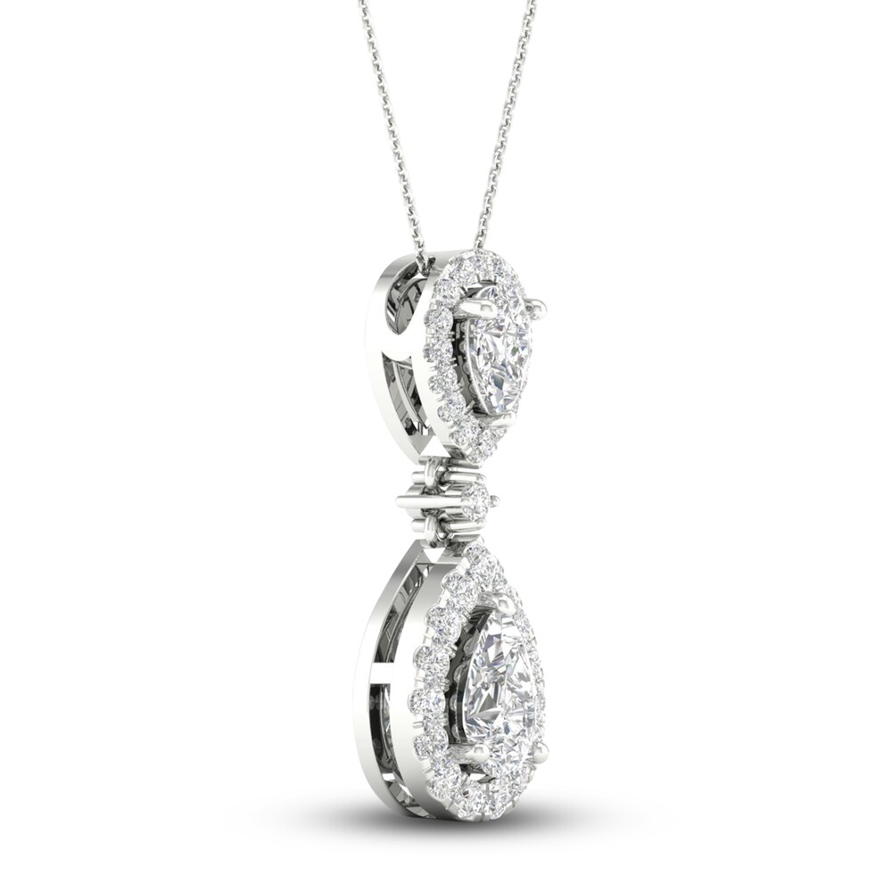 Lab-Created Diamond Pendant Necklace 1 ct tw Pear/Round 14K White Gold ekojrGpe