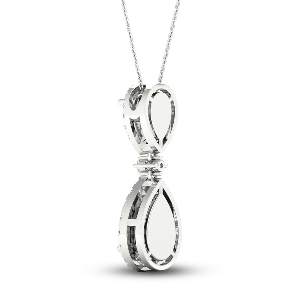 Lab-Created Diamond Pendant Necklace 1 ct tw Pear/Round 14K White Gold ekojrGpe