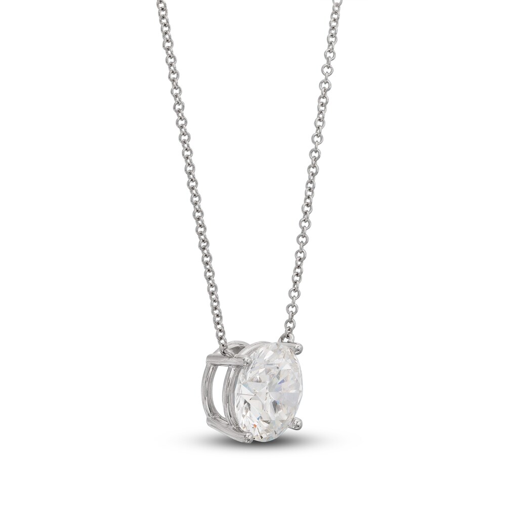 Lab-Created Diamond Solitaire Necklace 4 ct tw Round 14K White Gold 19\" (SI2/F) f2kCdRdu