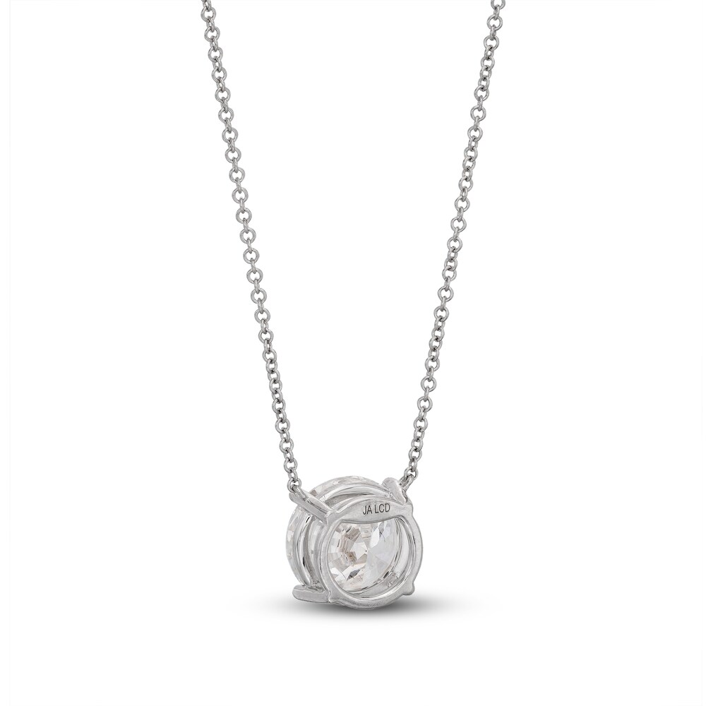 Lab-Created Diamond Solitaire Necklace 4 ct tw Round 14K White Gold 19\" (SI2/F) f2kCdRdu