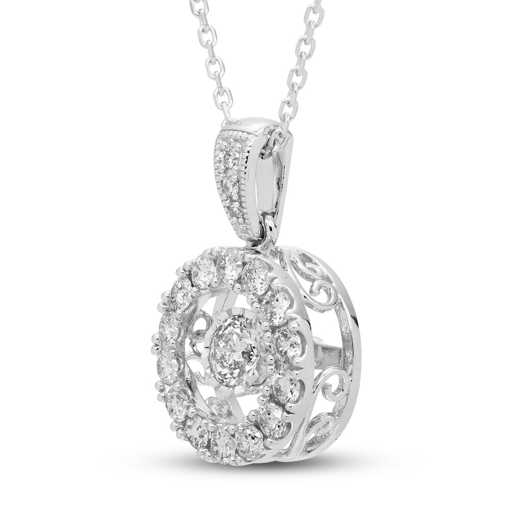 Diamond Necklace 3/4 ct tw Round 14K White Gold fOPXvoqO