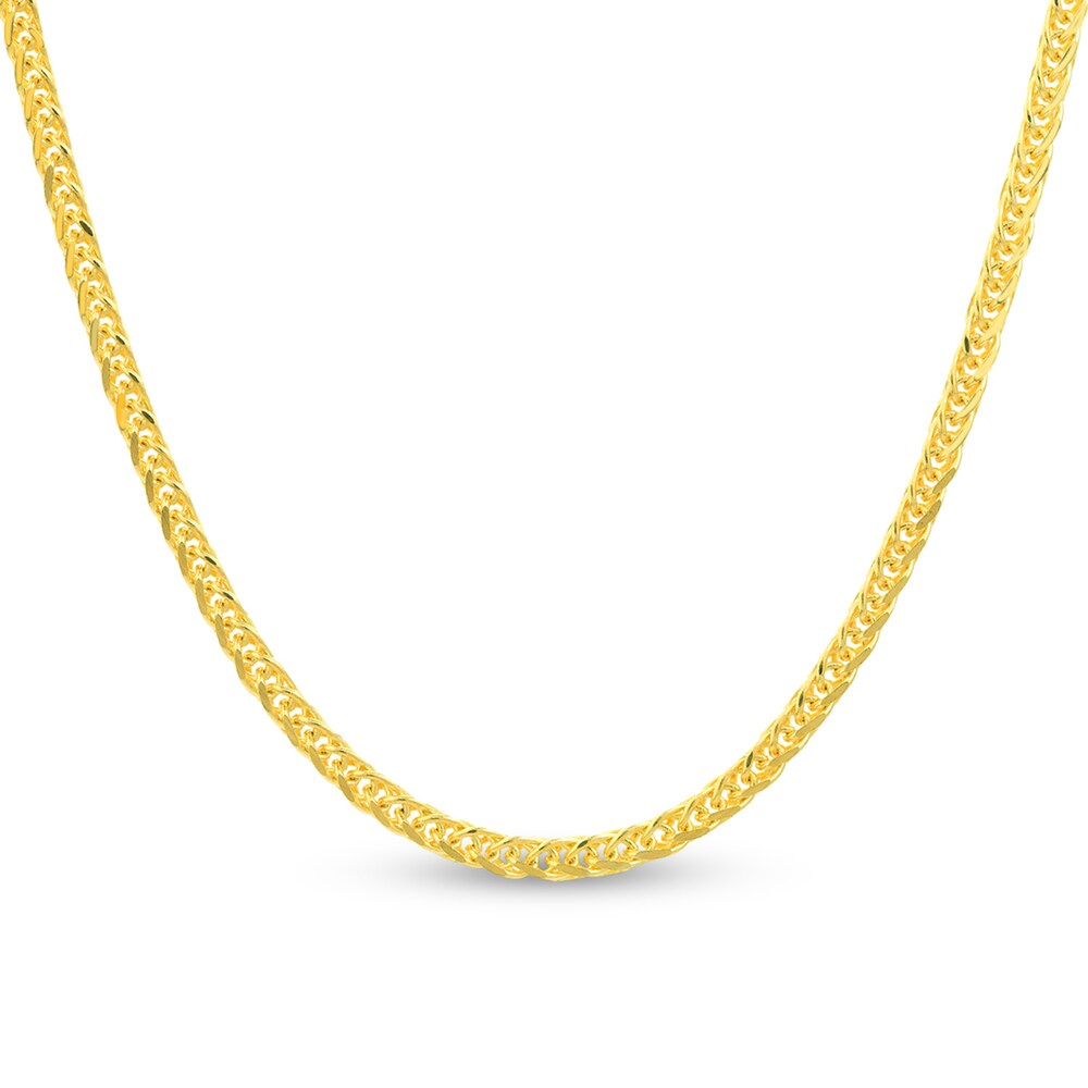 Square Wheat Chain Necklace 14K Yellow Gold 16\" fwkbBSEu