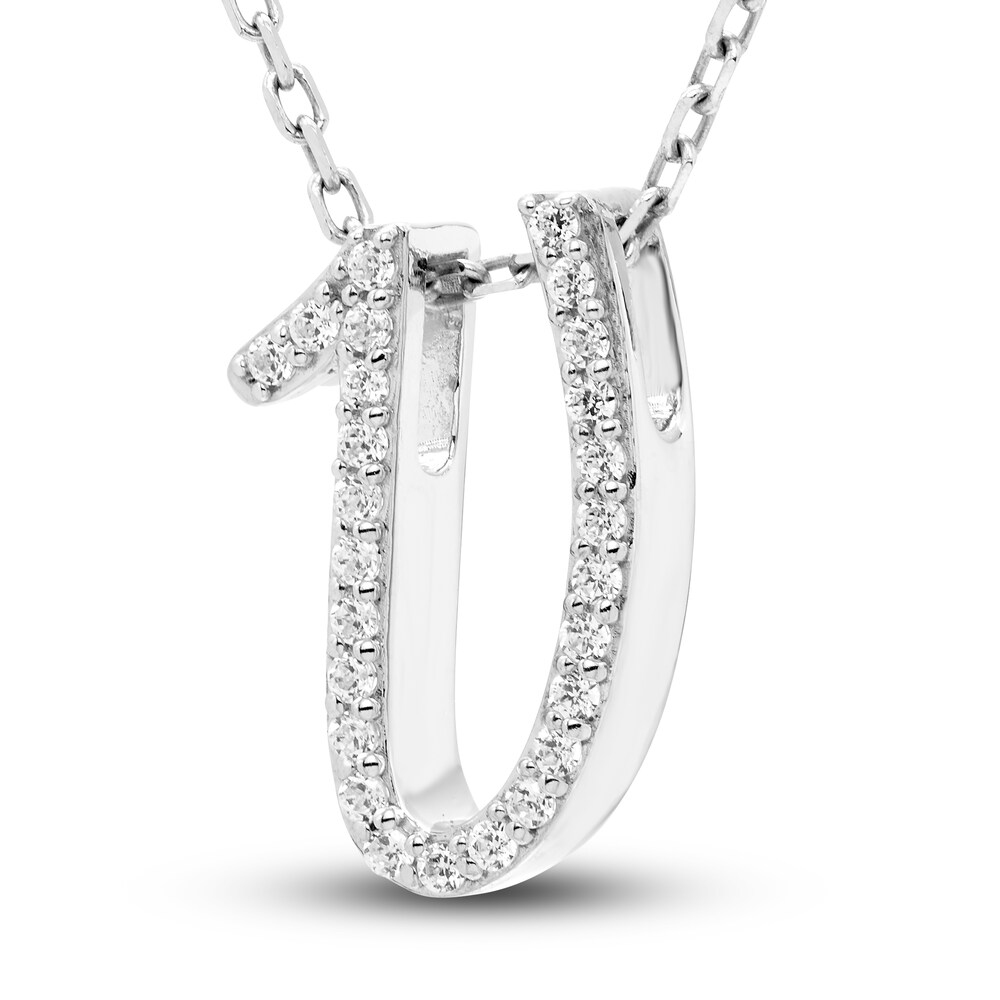 Diamond Initial V Pendant Necklace 1/10 ct tw Round 10K White Gold g1SdIXbb