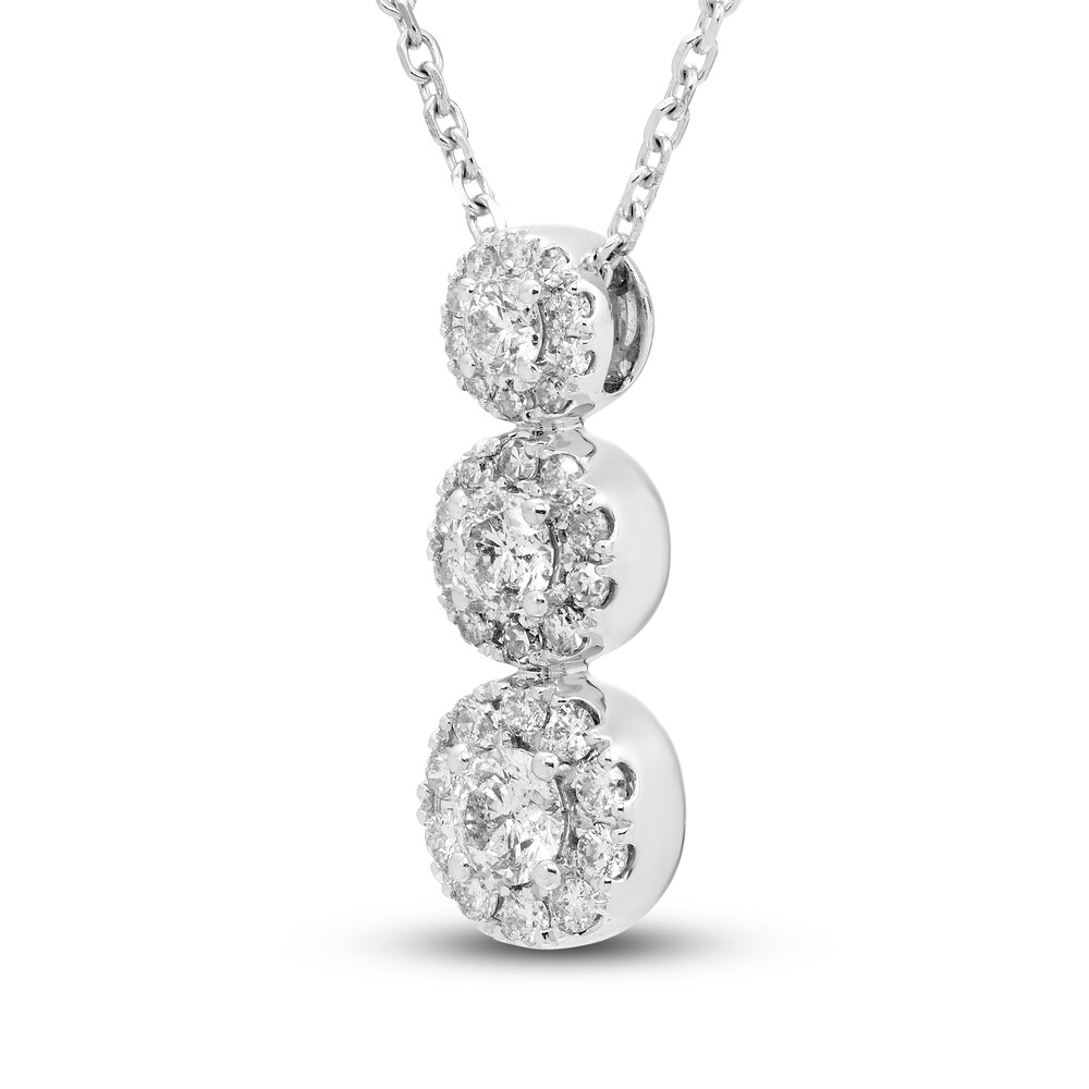 Diamond 3-Stone Pendant Necklace 1/2 ct tw Round 10K White Gold gJYiPI4O