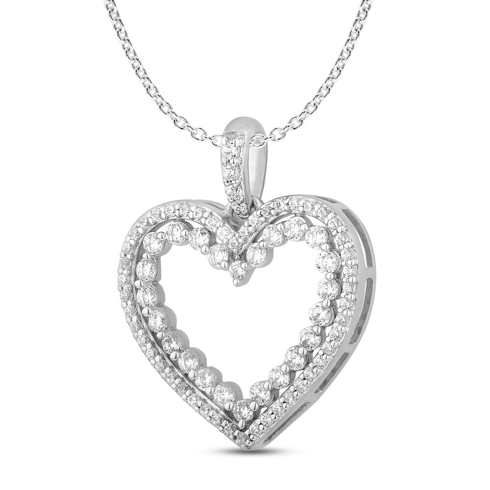 Diamond Heart Pendant Necklace 1/2 ct tw Round 10K White Gold gKa0Pwty