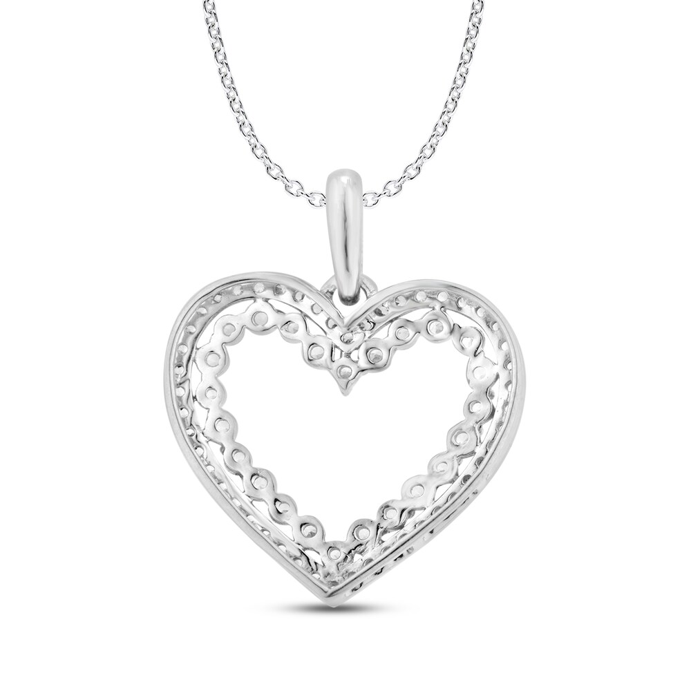 Diamond Heart Pendant Necklace 1/2 ct tw Round 10K White Gold gKa0Pwty