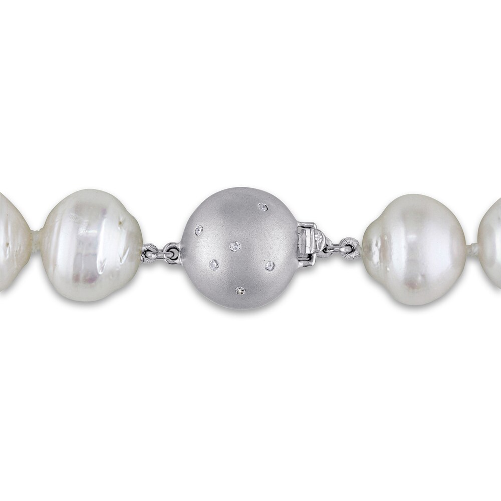 Cultured South Sea Pearl Necklace 1/20 ct tw Round 14K White Gold 18\" gNhNxr8e