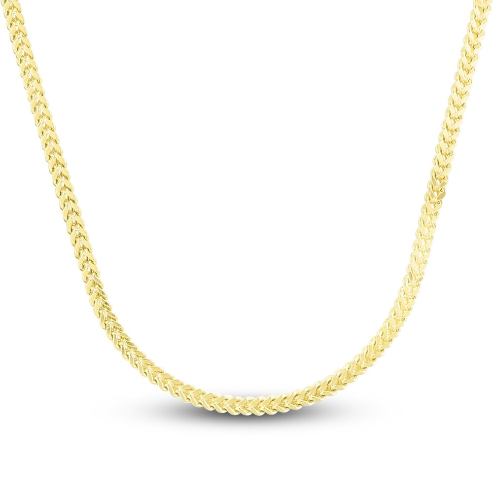 Square Franco Chain Necklace 14K Yellow Gold 24\" gWJvI3E5