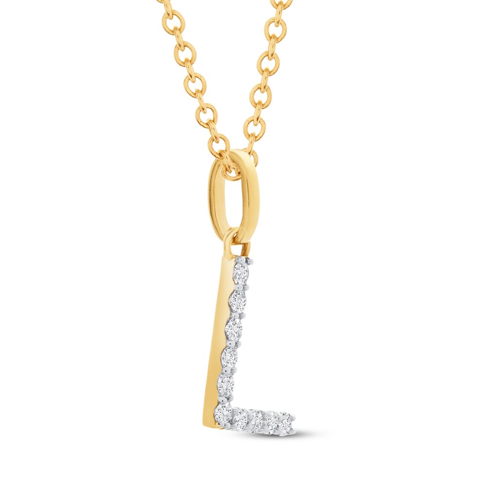 Diamond Letter L Necklace 1/10 ct tw Round 10K Yellow Gold gf2i0rua