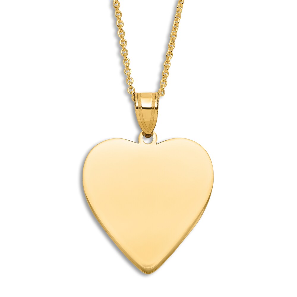 Engravable Heart Necklace 14K Yellow Gold 16\" to 18\" Adjustable giQZNTpA