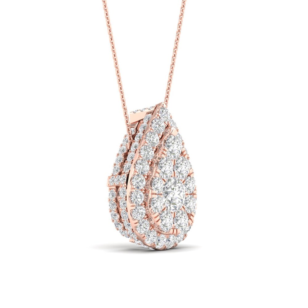 Colorless Diamond Pendant Necklace 1-1/2 ct tw Round 14K Rose Gold h1rkQsRO