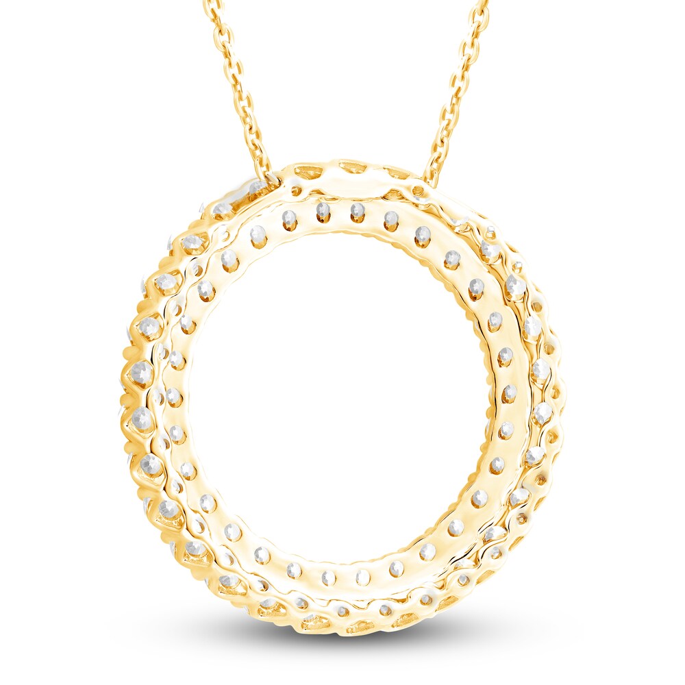 Diamond Circle Pendant Necklace 2 ct tw Round 14K Yellow Gold 18\" hGUfy38t