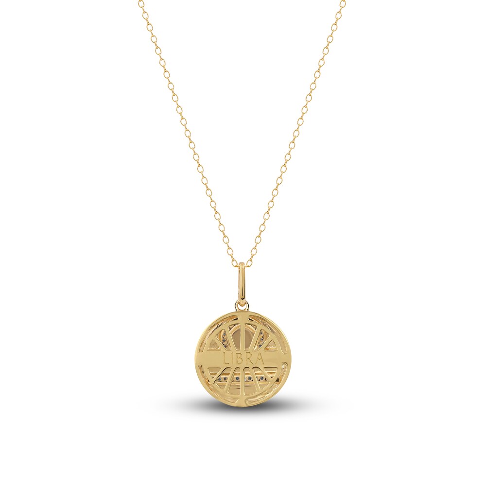 Diamond Libra Zodiac Pendant Necklace 1/10 ct tw Round 14K Yellow Gold hGiFq2EF