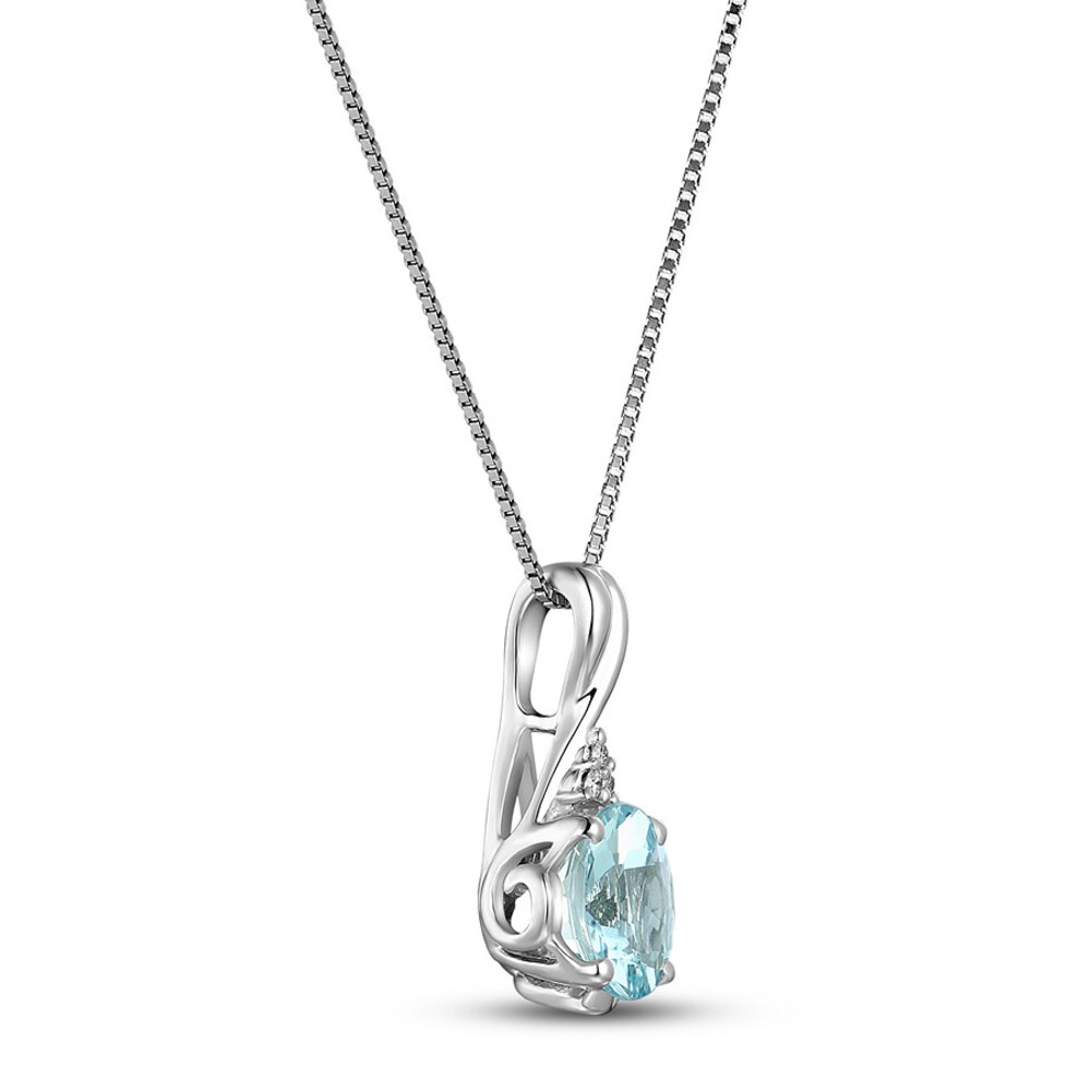 Aquamarine Diamond Accents Necklace 10K White Gold hWAaDyaK