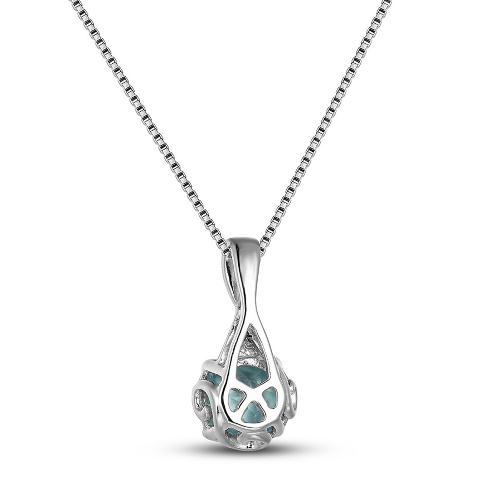 Aquamarine Diamond Accents Necklace 10K White Gold hWAaDyaK