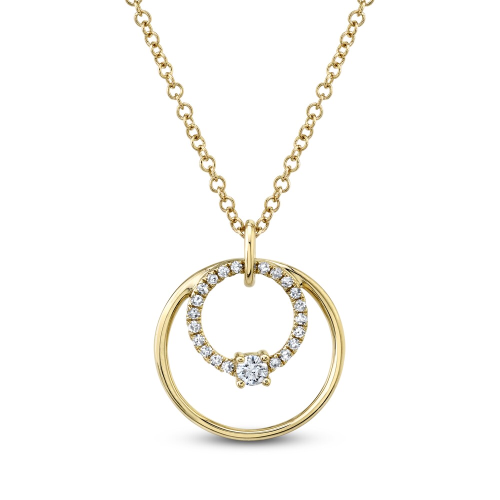 Shy Creation Diamond Circle Necklace 1/10 ct tw Round 14K Yellow Gold SC55009040 hw9ynZbu [hw9ynZbu]