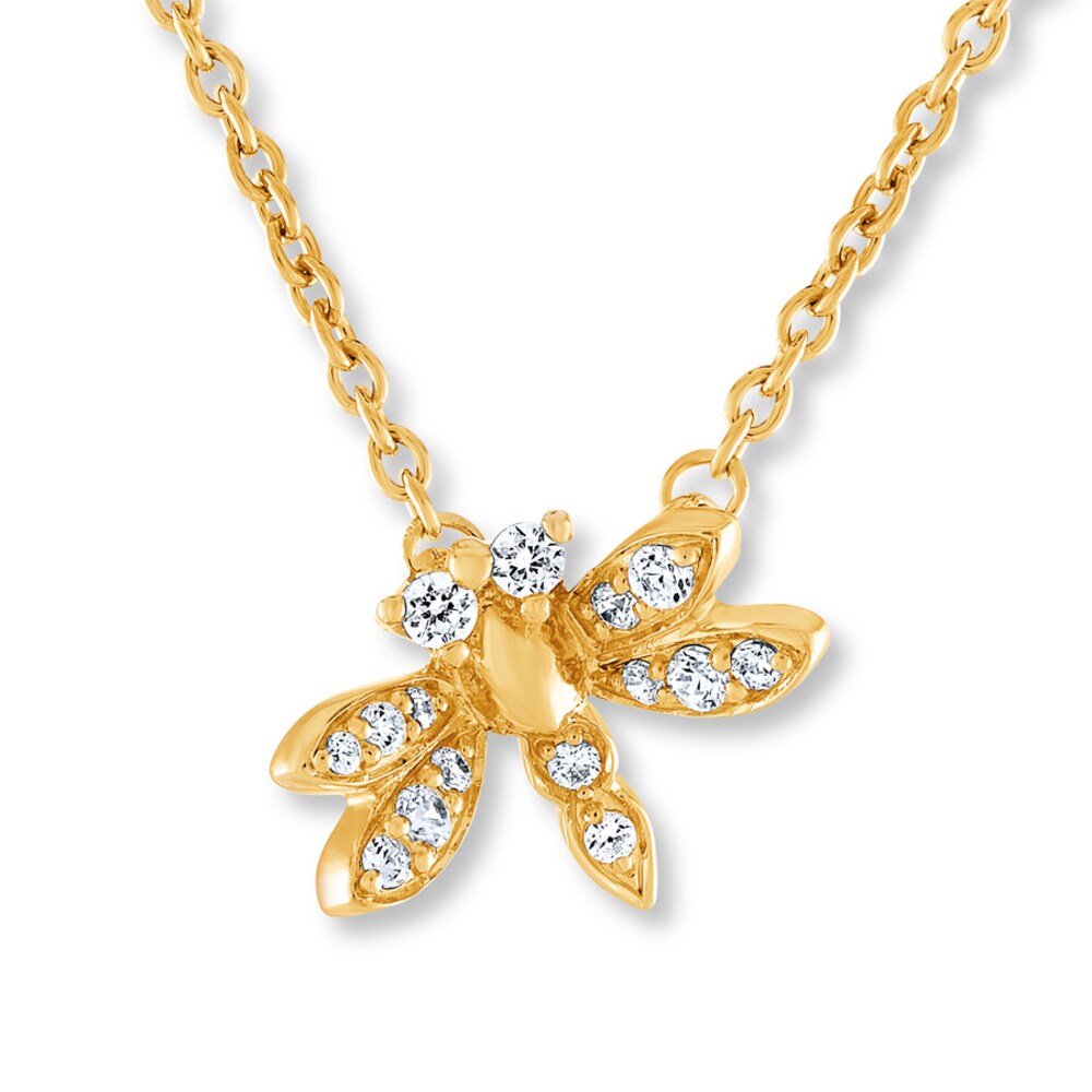 Dragonfly Necklace 1/8 ct tw Diamonds 10K Yellow Gold i9wXzfmK [i9wXzfmK]
