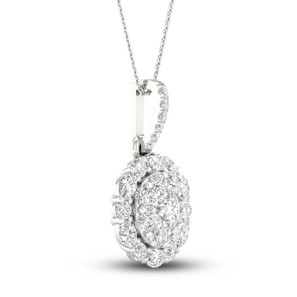 Diamond Pendant Necklace 1-1/4 ct tw Round/Marquise 14K White Gold iKNnY2PS