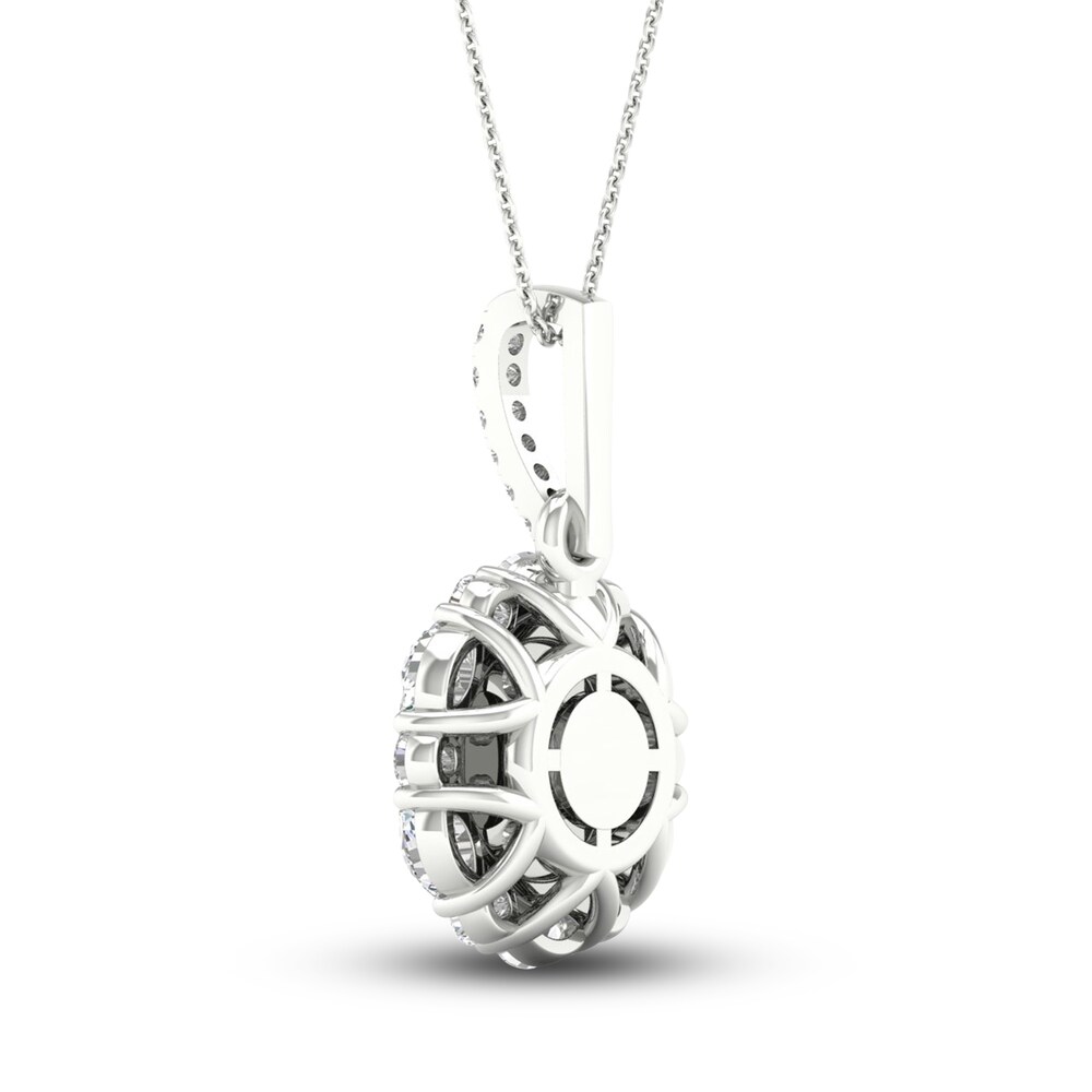 Diamond Pendant Necklace 1-1/4 ct tw Round/Marquise 14K White Gold iKNnY2PS