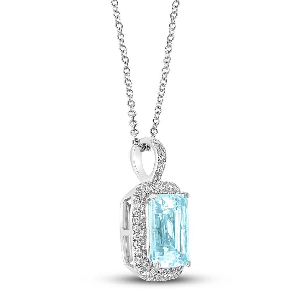 Effy Natural Aquamarine Necklace 1/4 ct tw Diamonds 14K White Gold iOBTdh3n