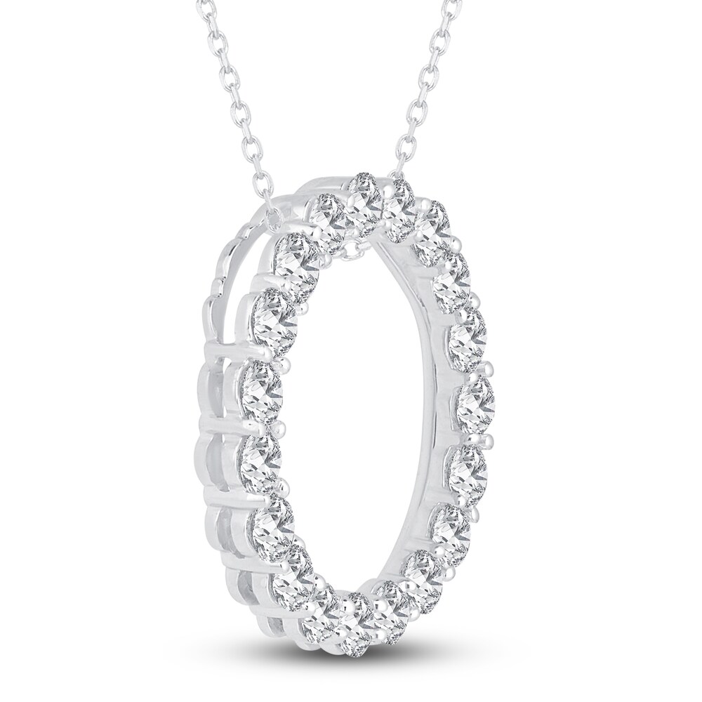 Diamond Circle Pendant Necklace 2 ct tw Round 14K White Gold 18\" iYqj7ZsW