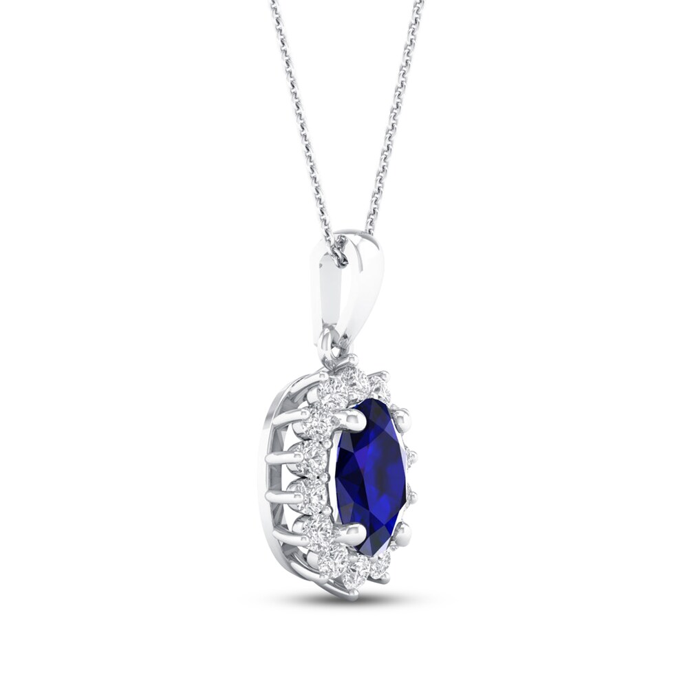 Blue Sapphire Necklace 1/5 ct tw Diamonds 10K White Gold idevFhJQ