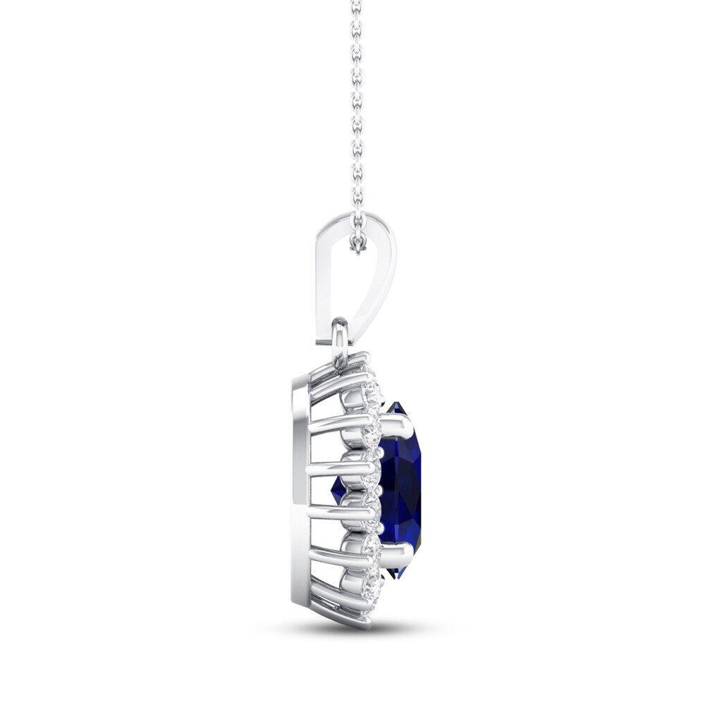 Blue Sapphire Necklace 1/5 ct tw Diamonds 10K White Gold idevFhJQ