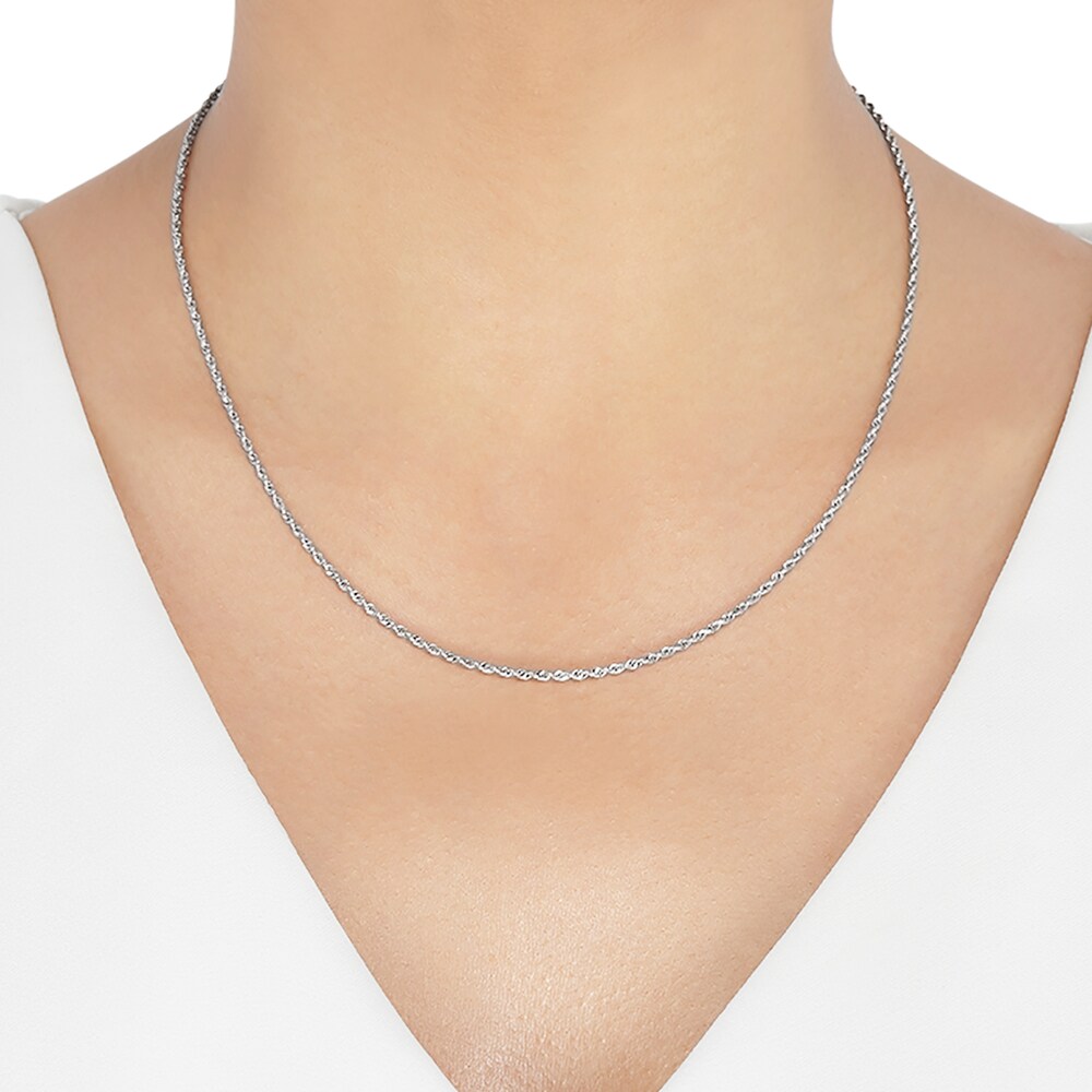 Solid Glitter Rope Necklace 14K White Gold 18\" ieTogNob