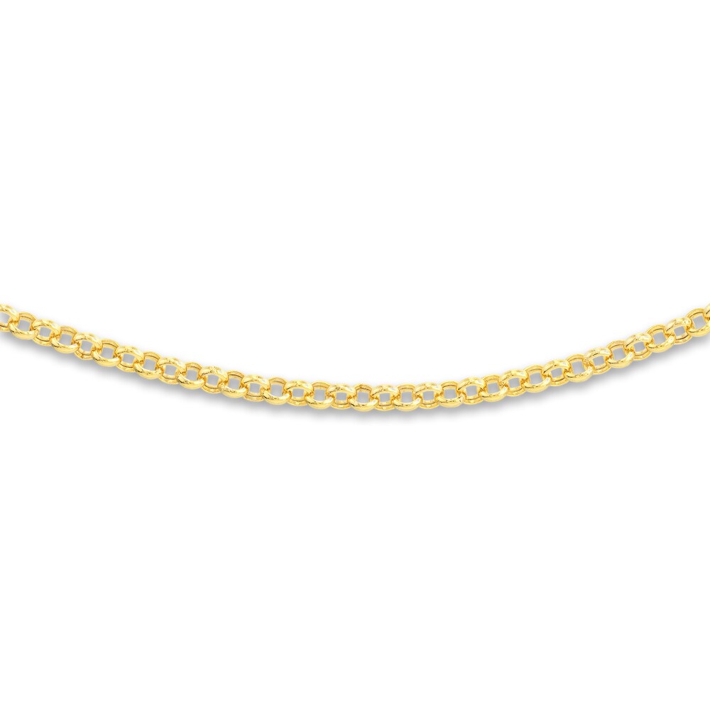 Rolo Chain Choker Necklace 14K Yellow Gold 13\" Adj. ikL22KdR