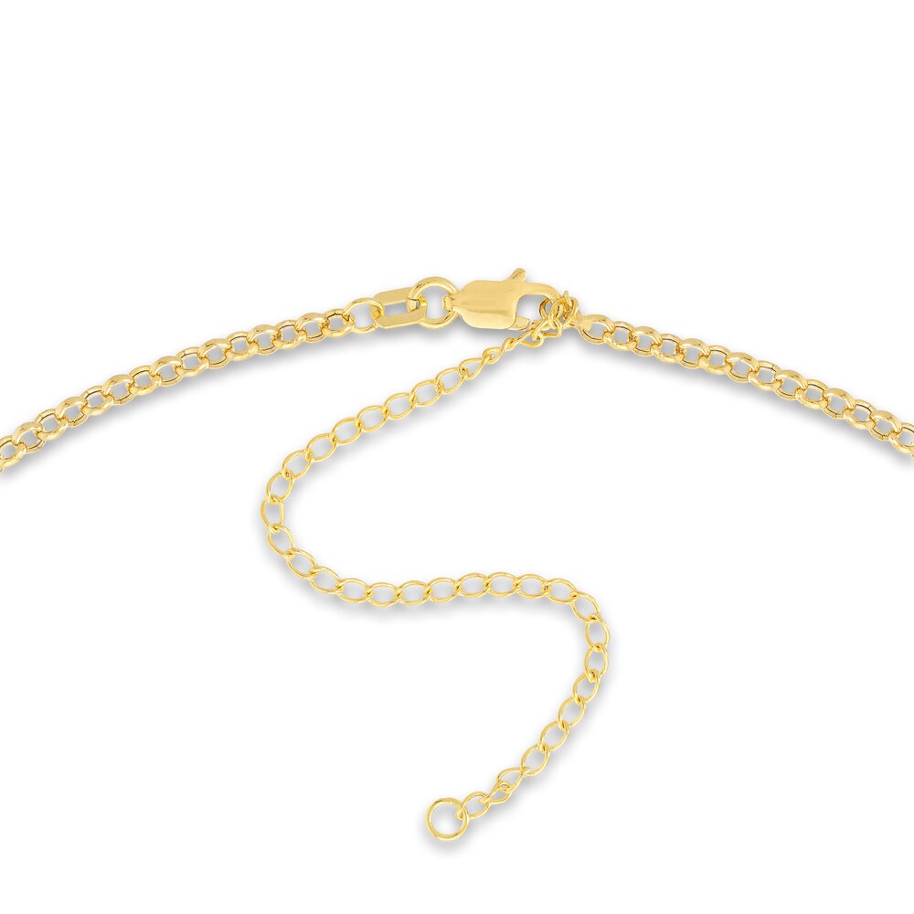 Rolo Chain Choker Necklace 14K Yellow Gold 13\" Adj. ikL22KdR