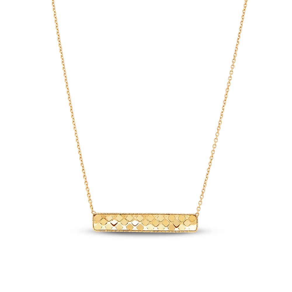 Italia D\'Oro Small Bar Chain Necklace 14K Yellow Gold j0By8NNG