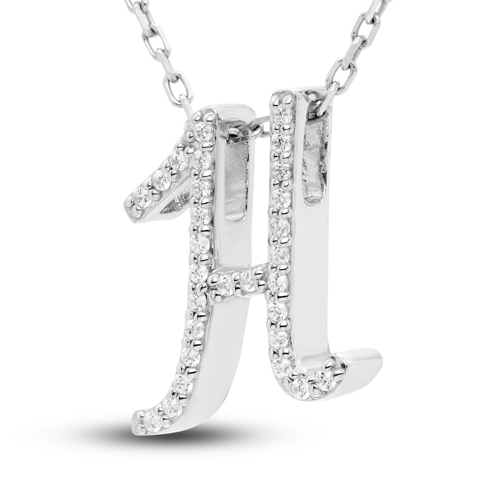 Diamond Initial H Pendant Necklace 1/10 ct tw Round 10K White Gold j0dpRqL9