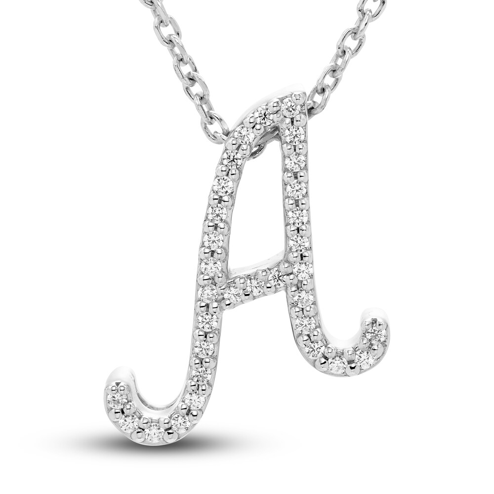 Diamond Letter A Pendant Necklace 1/10 ct tw Round 10K White Gold j4dHWfw8 [j4dHWfw8]