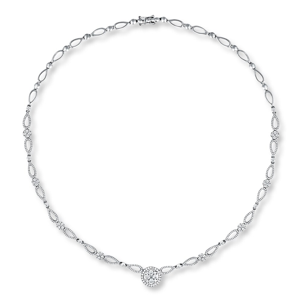 Diamond Necklace 3-1/2 ct tw Round-cut 14K White Gold j6AyR5xC
