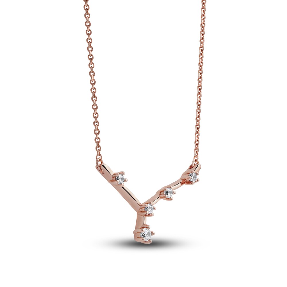 Diamond Cancer Constellation Pendant Necklace 1/6 ct tw Round 14K Rose Gold j9wgcTe0