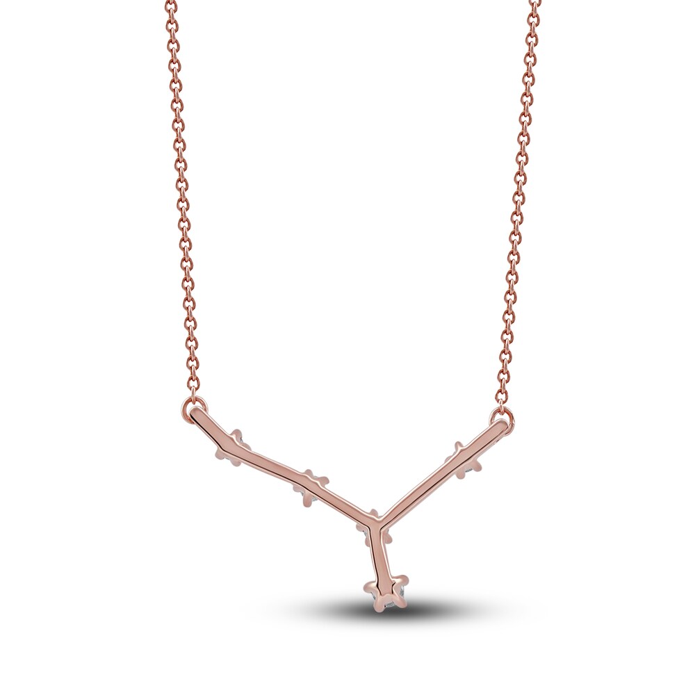 Diamond Cancer Constellation Pendant Necklace 1/6 ct tw Round 14K Rose Gold j9wgcTe0