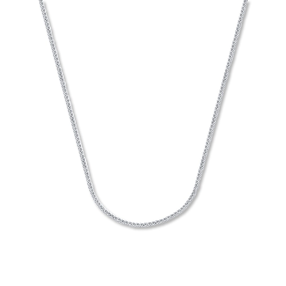 Square Wheat Chain 14K White Gold Necklace 24\" Length jDi3y082