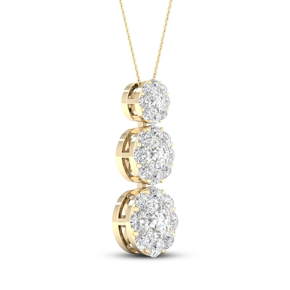 Three-Stone Diamond Necklace 1 ct tw Round 14K Yellow Gold jerG8929