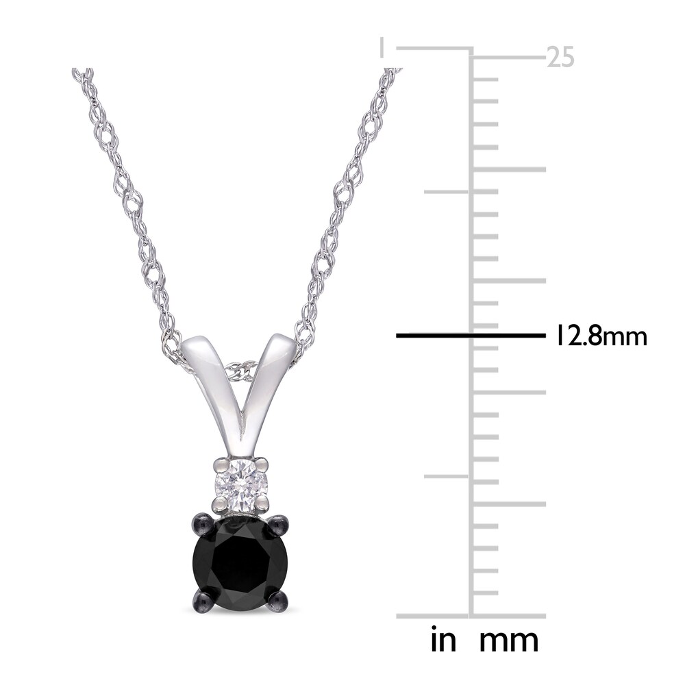 Black & White Diamond Necklace 1/2 ct tw Round 10K White Gold 17\" k07dNX8k