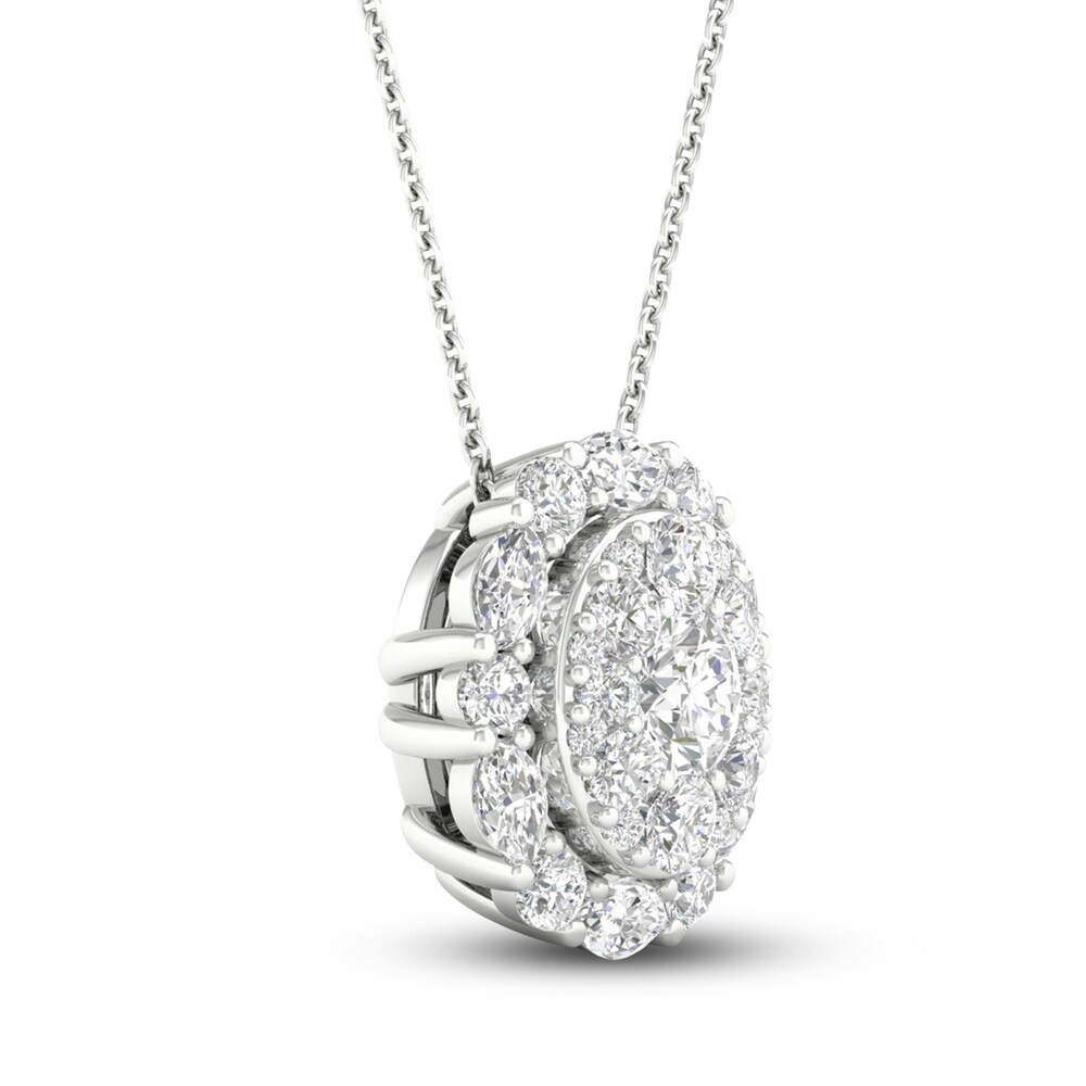 Diamond Pendant Necklace 3/4 ct tw Marquise/Round 14K White Gold kJWEPnWB