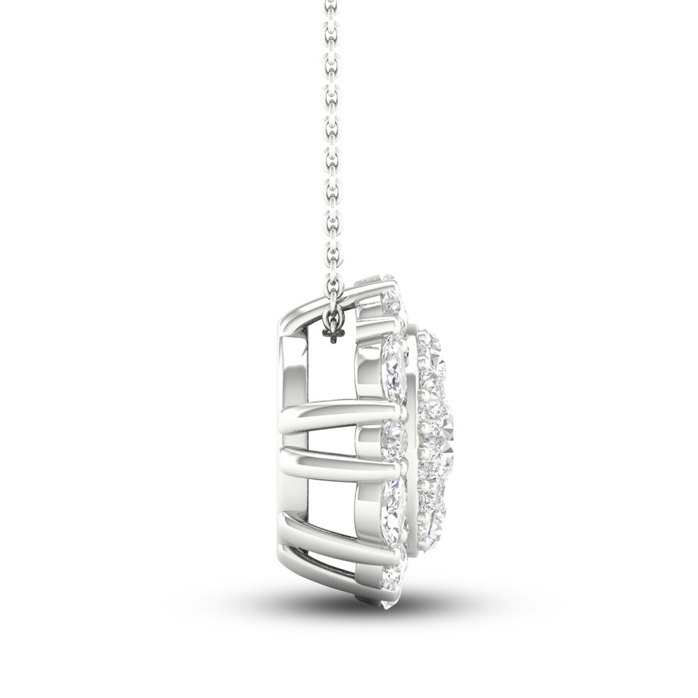 Diamond Pendant Necklace 3/4 ct tw Marquise/Round 14K White Gold kJWEPnWB