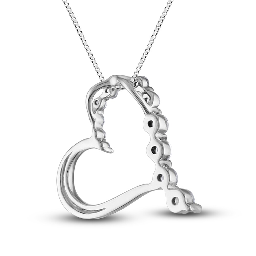 Diamond Heart Pendant Necklace 1/2 ct tw Round 14K White Gold 18\" kKptr7TX