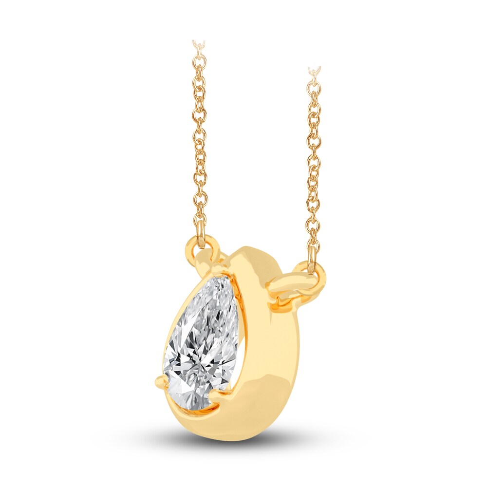 Diamond Pendant Necklace 3/8 ct tw Pear 14K Yellow Gold 18\" (I1,I) kSzkSpJz