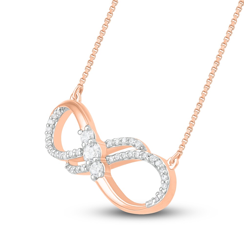 Diamond Infinity Necklace 1/6 ct tw Round 10K Rose Gold kTKL1dYv