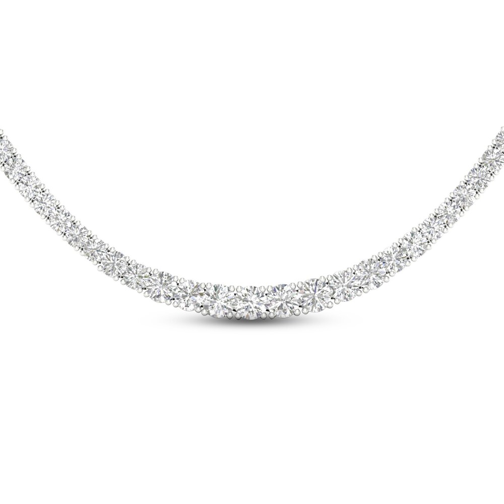 Lab-Created Diamond Tennis Necklace 7 ct tw Round 14K White Gold kTSWIcxA