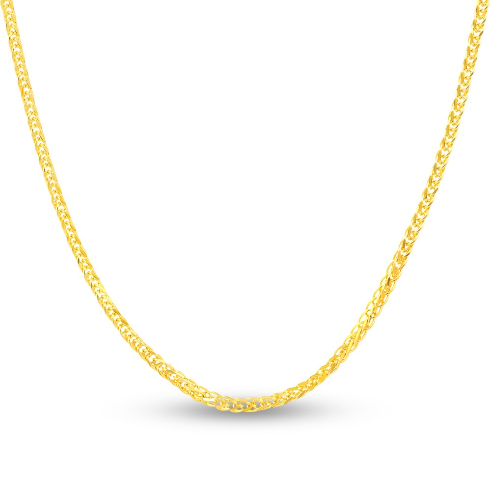 Square Wheat Chain Necklace 14K Yellow Gold 24\" ki7G0s56