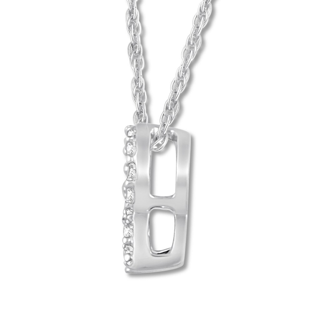 Diamond Initial R Necklace 1/20 ct tw Round-cut 10K White Gold kjicyHSo