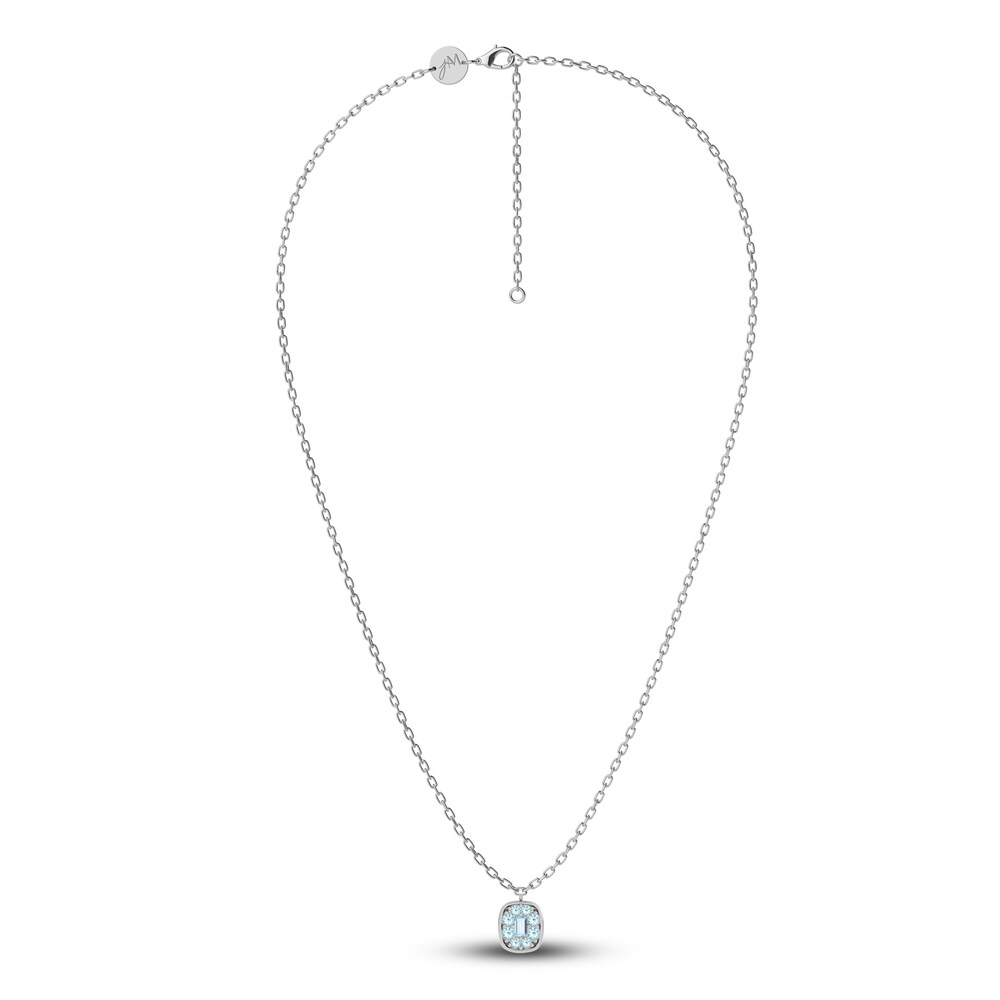 Juliette Maison Natural Aquamarine Pendant Necklace 10K White Gold 18\" kvOiJfqw